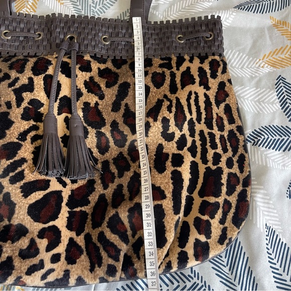 LANCOME Leopard Animal Print Shoulder Bag Tote Bag Drawstring/Snap Closu… - Picture 7 of 10